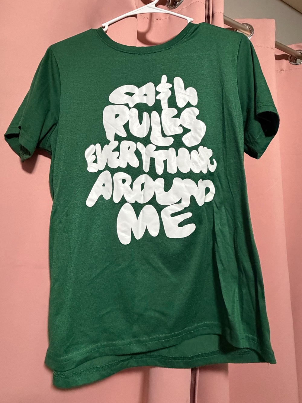 SHEIN Green Short Sleeve Graphic Tee with White Lettering